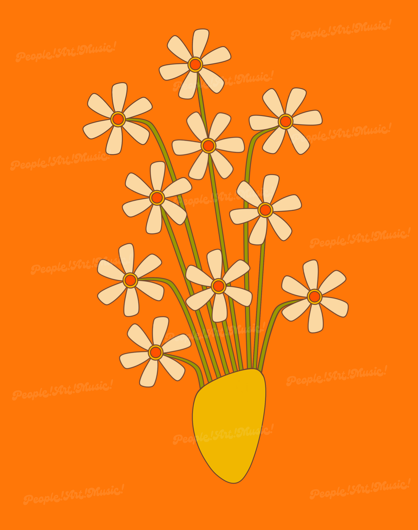 Retro Flowers- Orange