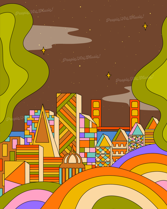 Alamo Square at Night