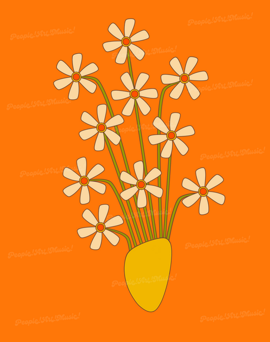 Retro Flowers- Orange