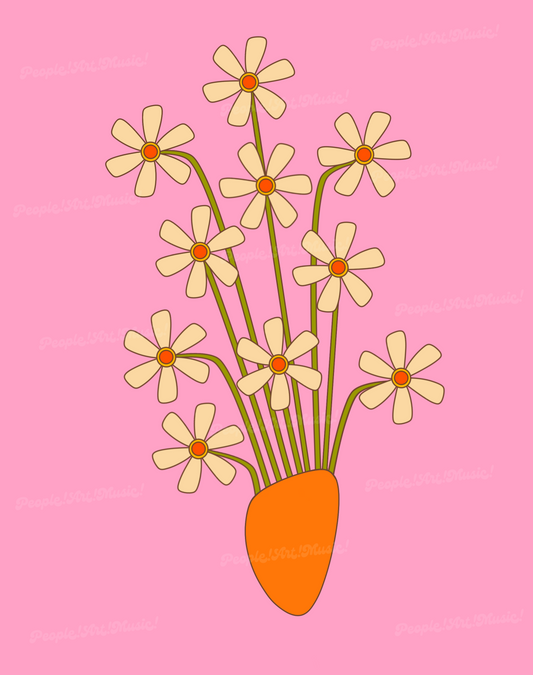 Retro Flowers- Pink