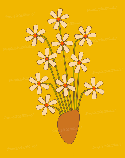 Retro Flowers- Yellow